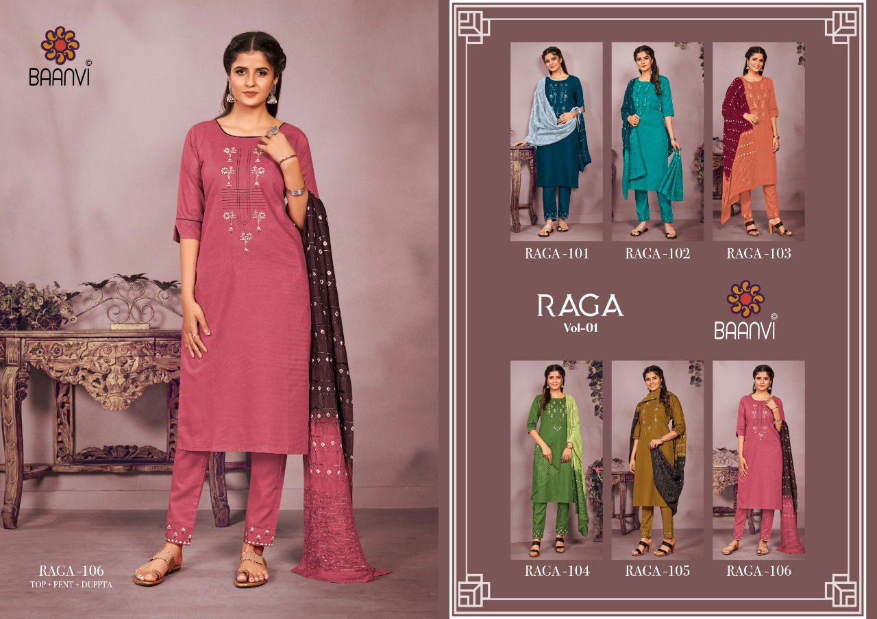 Baanvi Raga 1 Heavy Cotton New Designer Fancy Wear Ready Made Salwar Suit Collection